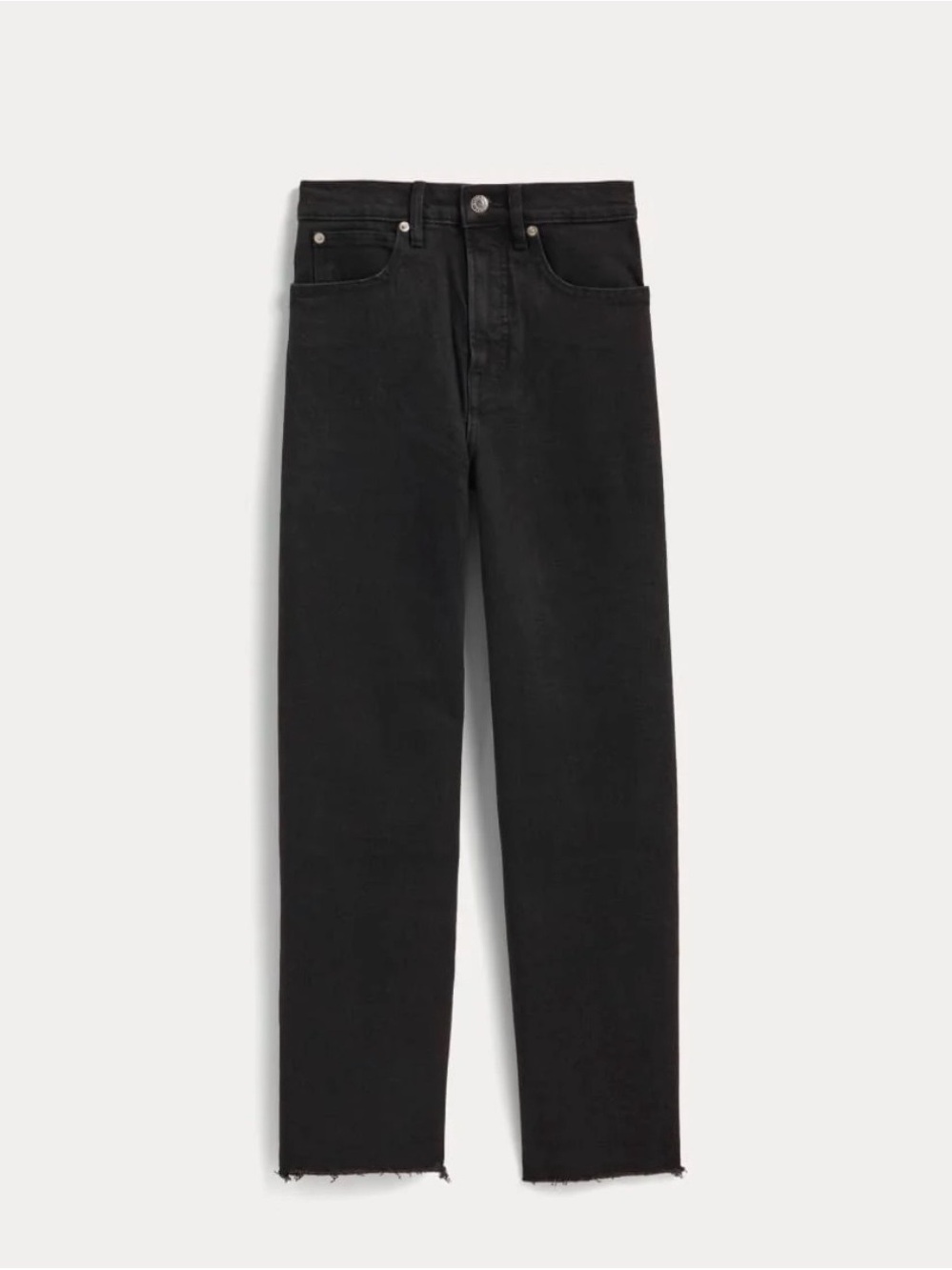 Everlane The Way High Jeans In Black Coal Size 28 NWT Raw Hem Zipper Fly